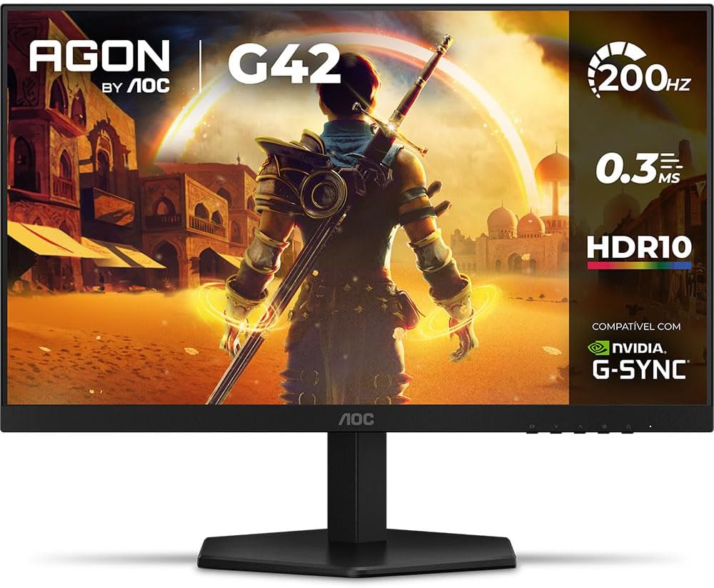 Monitor Gamer AOC AGON G42 24″ Full HD 200Hz 0,3ms IPS HDR10 NVIDIA G-Sync – 24G42HE