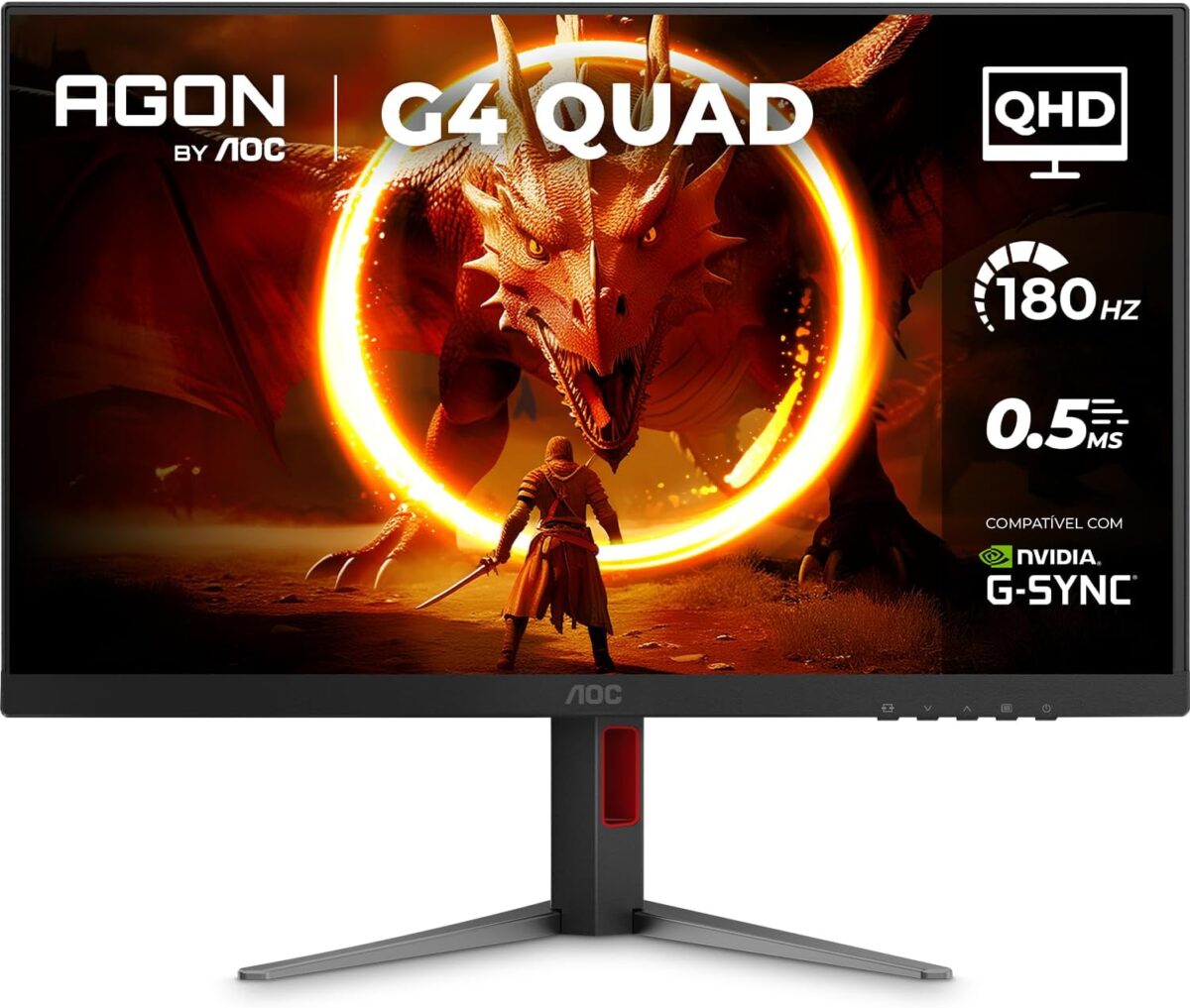Monitor Gamer AOC AGON QUAD 27 polegadas QHD IPS 180Hz 0,5ms HDR10 Base Ajustavel Q27G4F