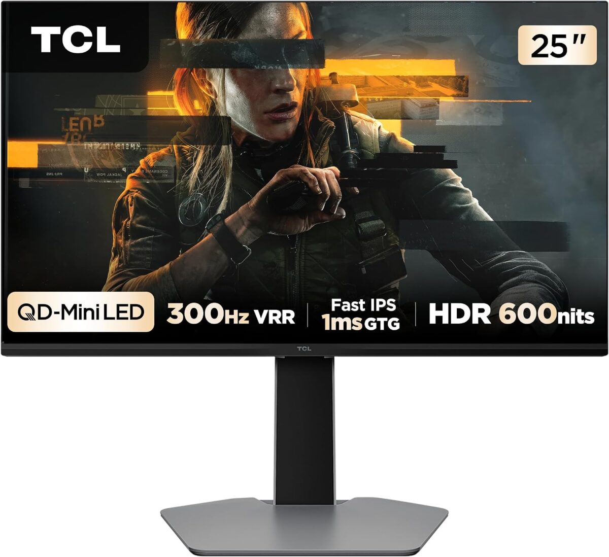 Monitor Gamer TCL 25 Polegadas QD-Mini LED Full HD, 300Hz, 1ms, FreeSync, HDR 600, 25G64