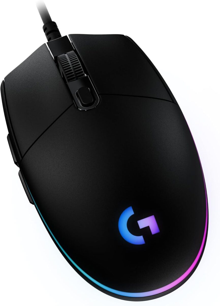 Mouse Gamer Logitech G203 LIGHTSYNC RGB, Efeito de Ondas de Cores, 6 Botões Programáveis e Até 8.000 DPI – Preto