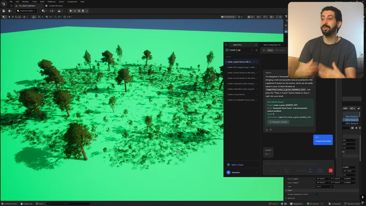 Bioma procedural criado com NWIRO na Unreal Engine 5
