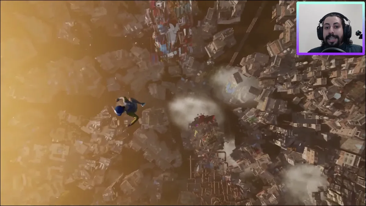 Personagem em cenário de plataforma vertical criado na Unreal Engine 5