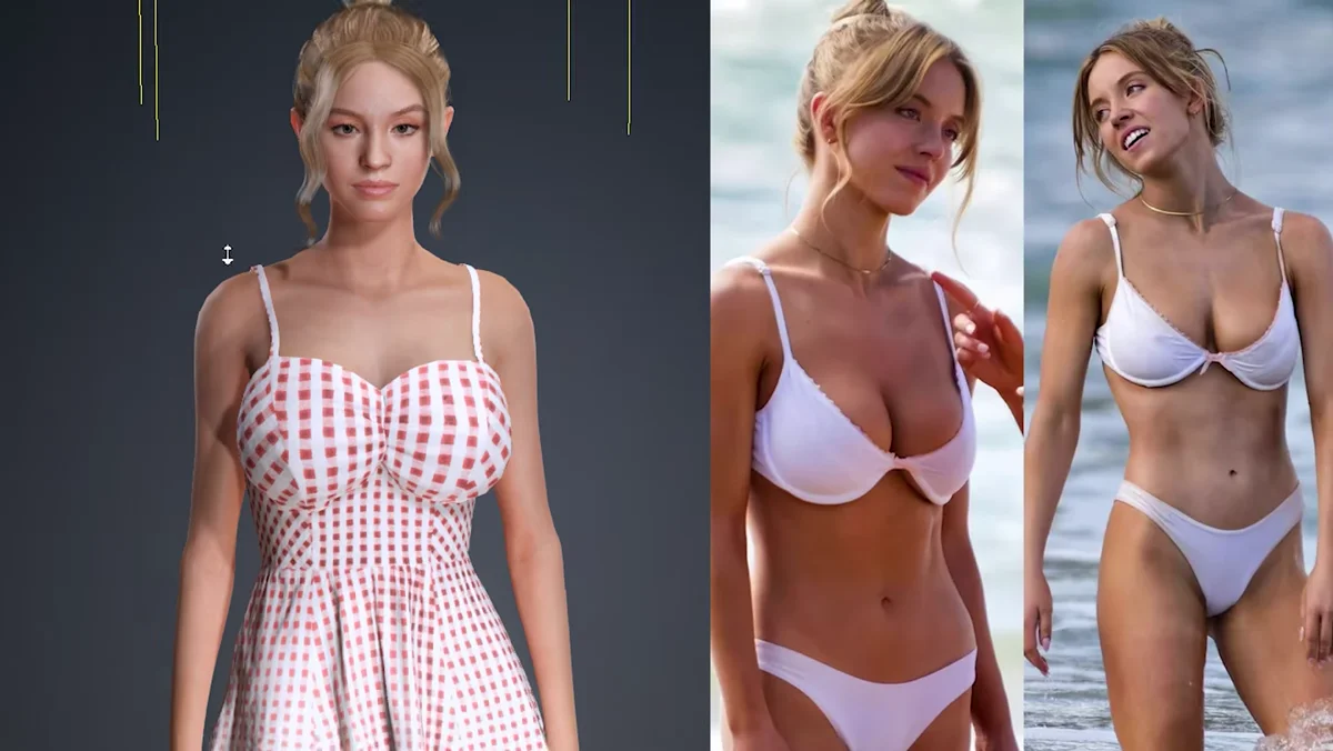 Personagem 3D com cabelo, roupa e prévia de animação no Character Creator
