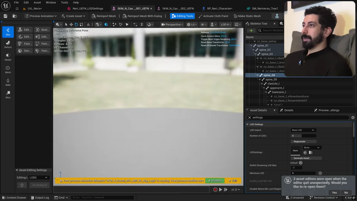 Configuração de regras de LOD para personagens