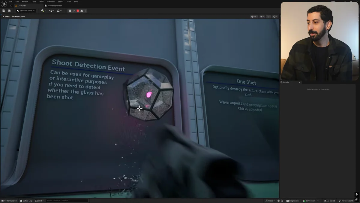 Sistema de vidro quebrável usado em uma lógica de gameplay