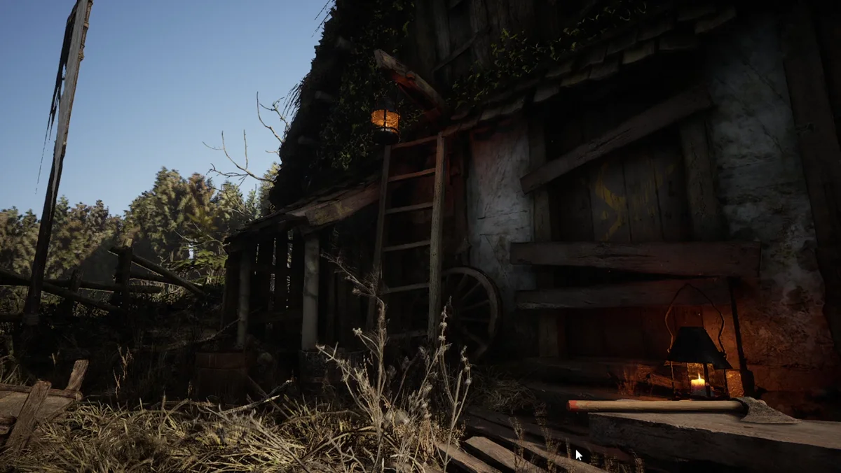 Rochas e vegetação com sombras suaves em cena da Unreal Engine 5