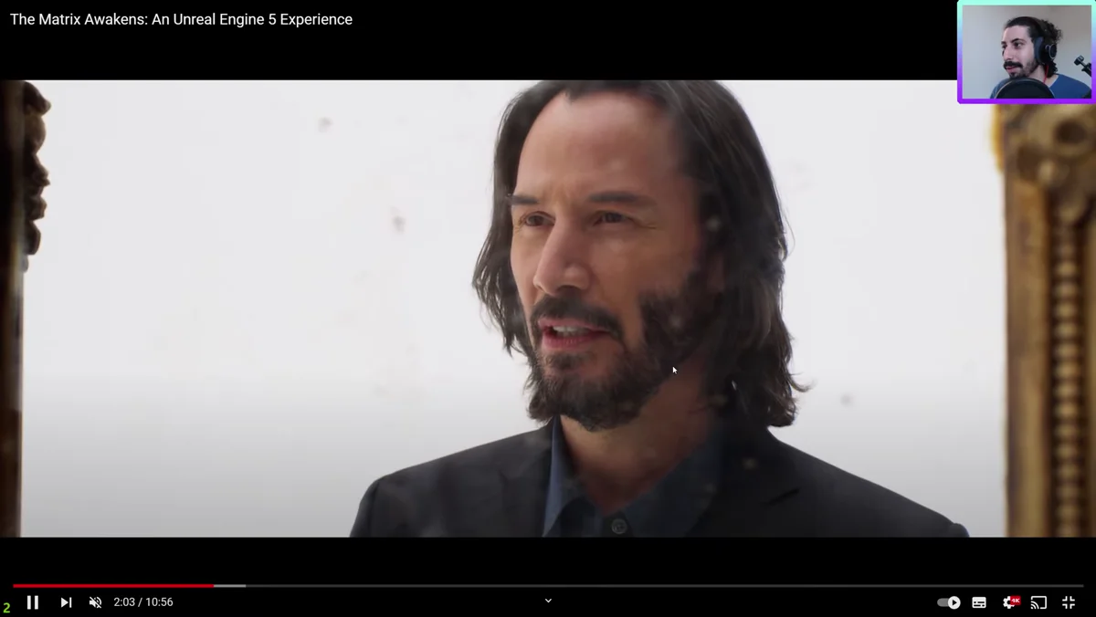 Cena da Unreal Engine compara uma imagem 2D com um personagem 3D