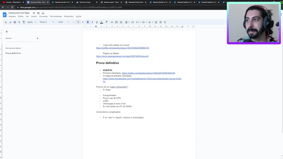 Projeto de Unrecord aberto no editor da Unreal Engine 5
