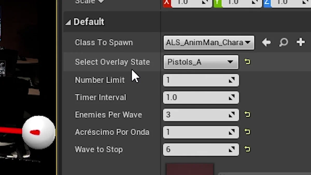 Blueprint do wave spawner usado no jogo da Arlequina