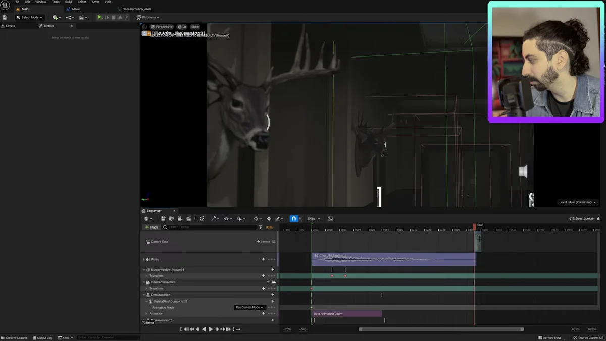Configuração de câmera para uma cutscene cinematográfica na Unreal Engine 5