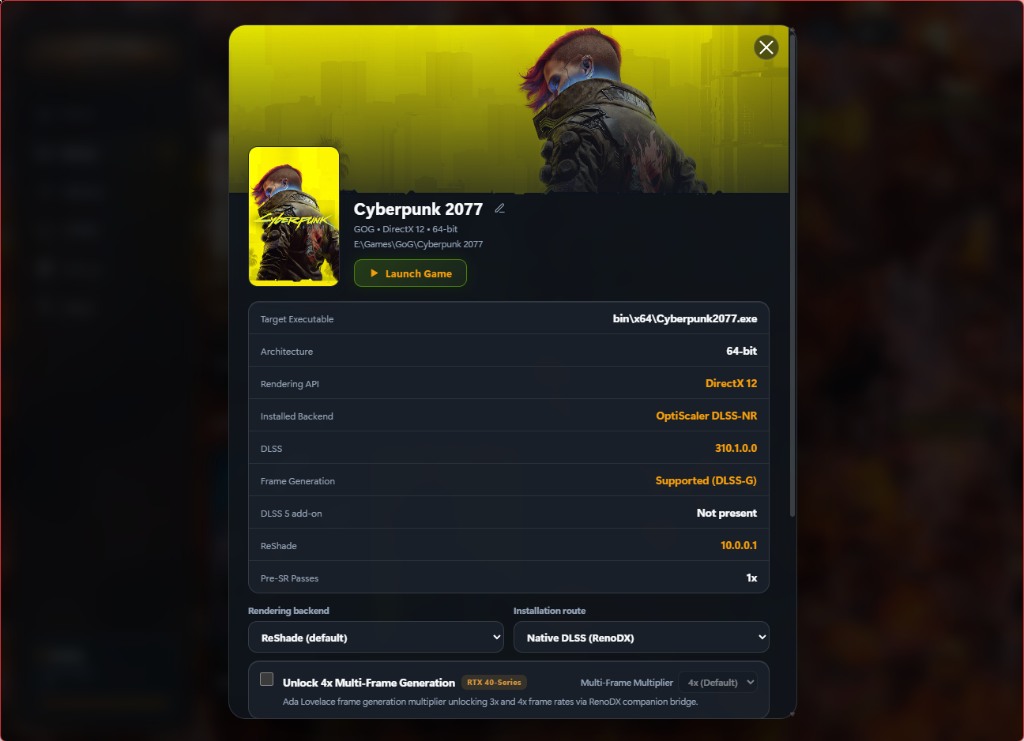 Cyberpunk 2077 4x Multi-Frame Generation Unlock