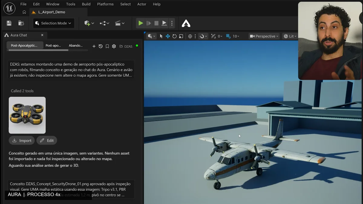 Drones cercam personagem em protótipo de gameplay