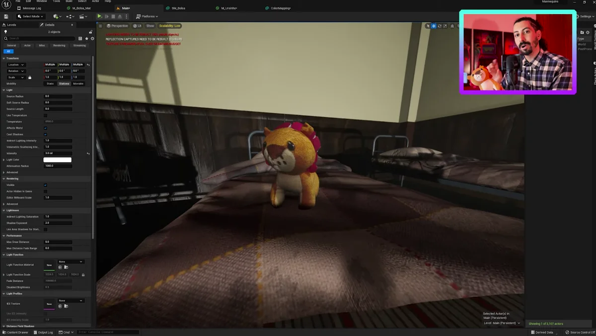 Ursinho escaneado exibido como modelo 3D na Unreal Engine 5