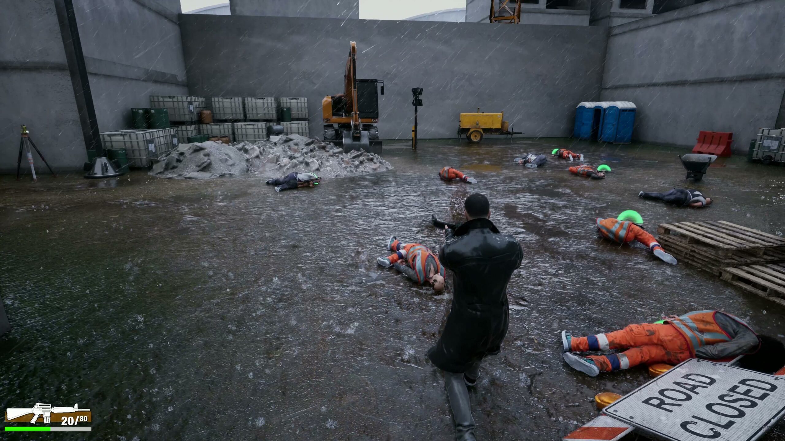 The aftermath across the flooded yard