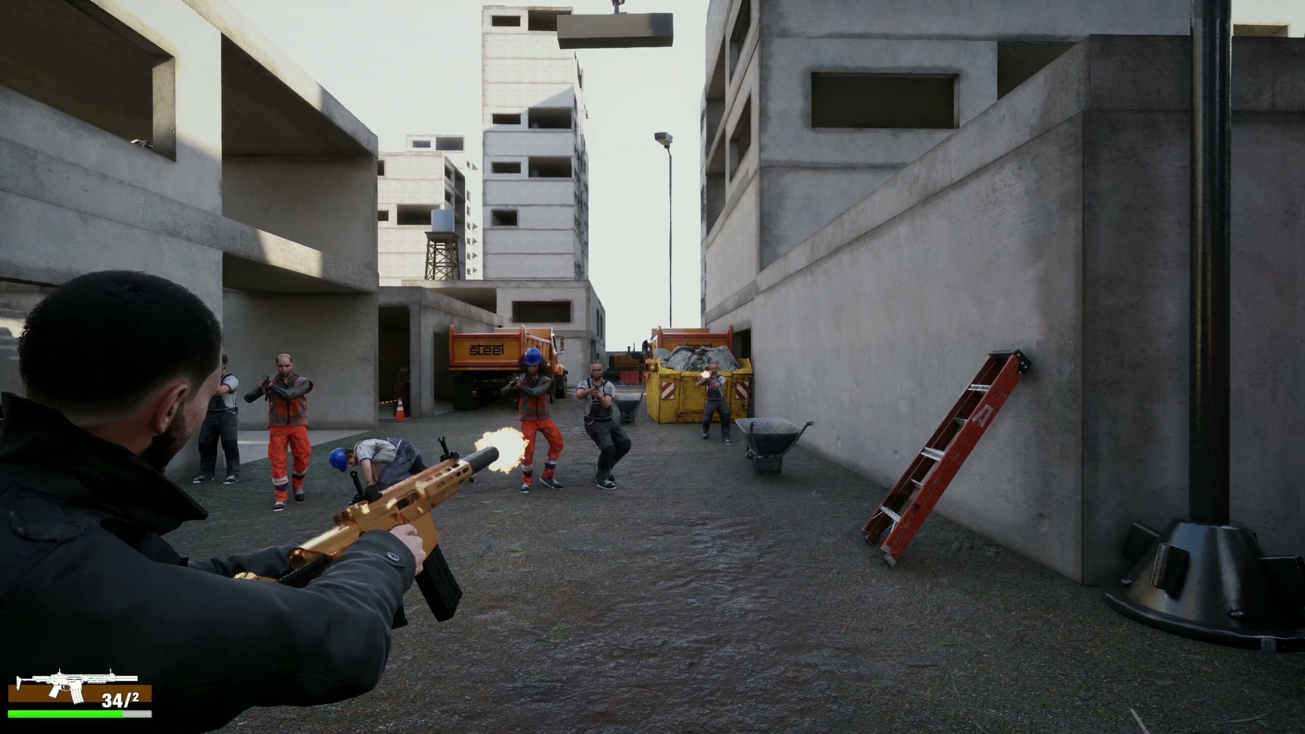 Facing an advancing group at close range