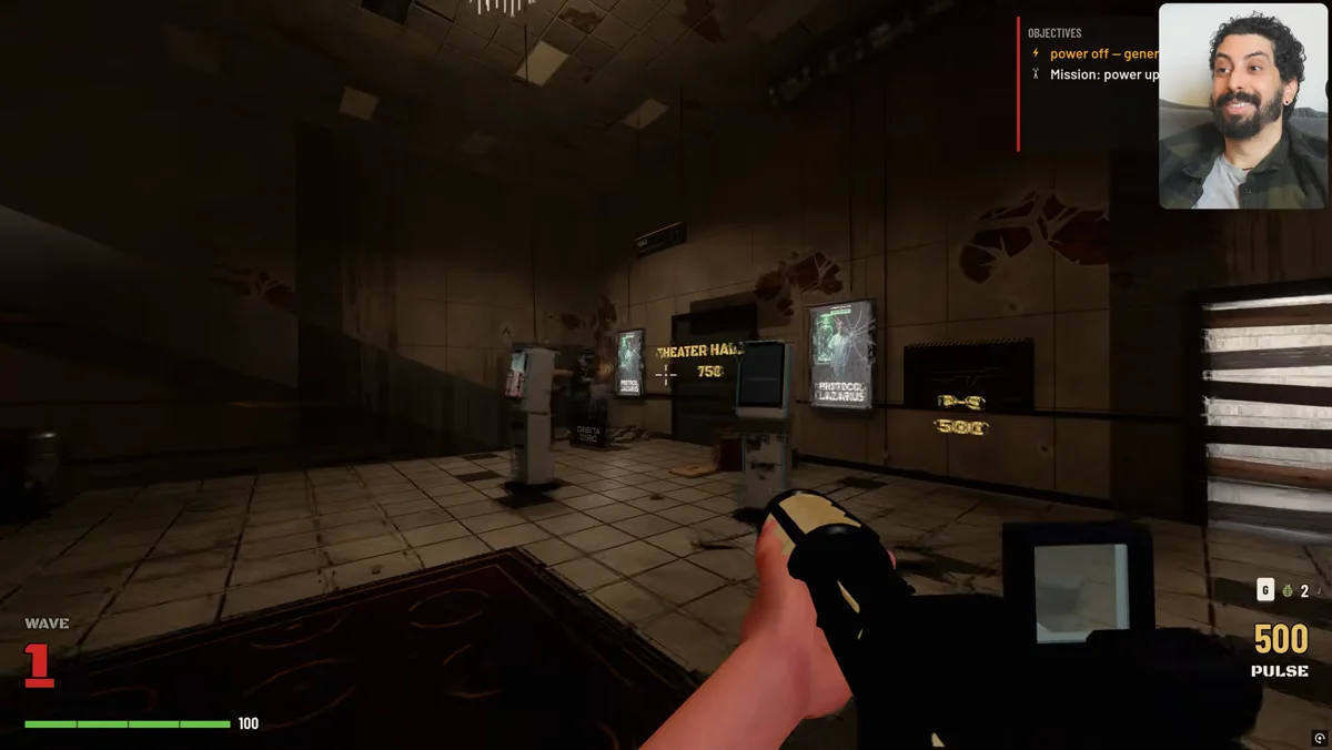 Cena de jogo de terror criada em Godot com ativos de IA