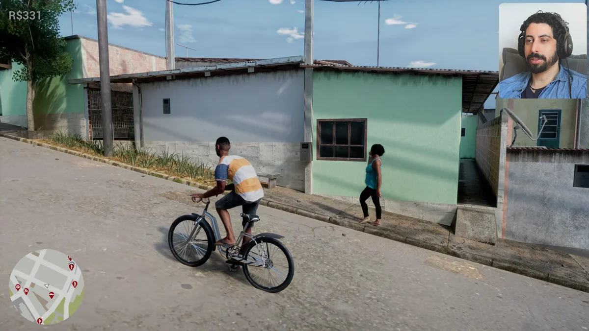 Área urbana do Jogo 171 com veículos e construções
