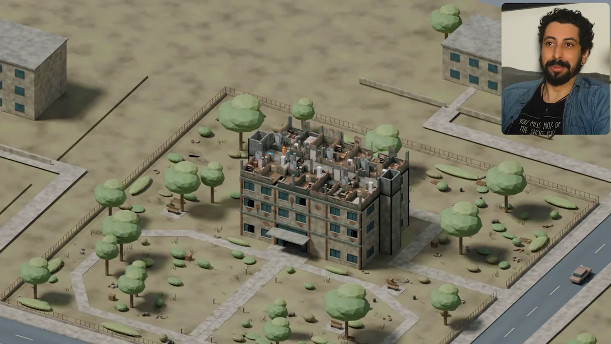 Assets 3D gerados para preencher uma cena de jogo