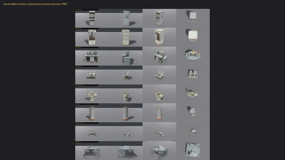 Modelos 3D gerados por IA sendo aplicados ao cenário