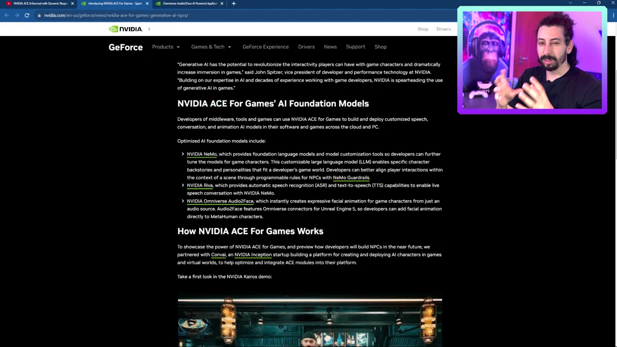 Demonstração de NPC com inteligência artificial da NVIDIA