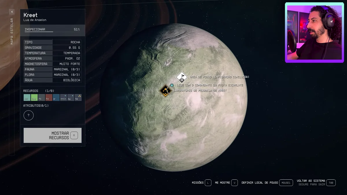 Área de exploração e objetivo de missão em Starfield