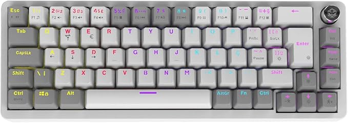 Teclado Mecanico PCYES Mecka White Ghost 65% ABNT2 Outemu Red RGB Rainbow