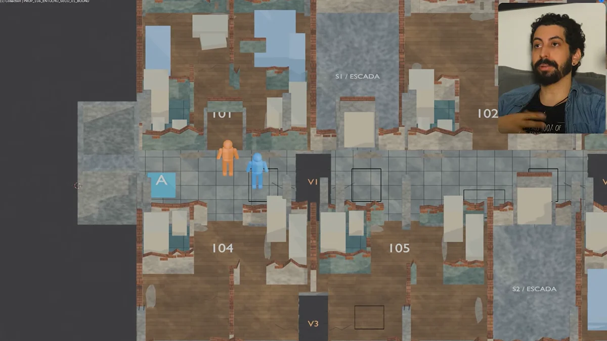 Cenário de jogo preparado para exportação ao Unreal Engine 5