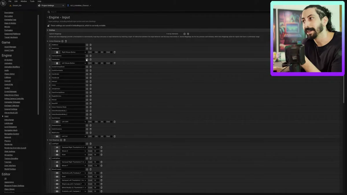 Configuração de input do gamepad na Unreal Engine 5