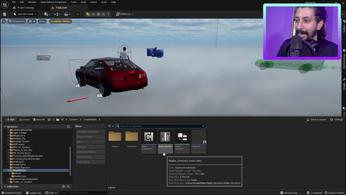 Data Table da Unreal Engine organiza as estações de rádio
