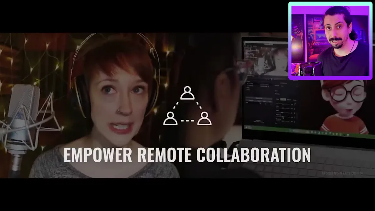 Interface de captura facial com personagem 3D em cena