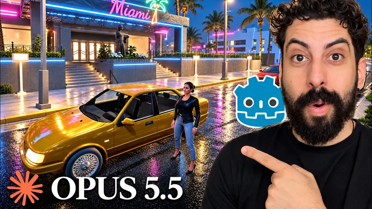 Claude Opus 5.5 cria um GTA na Godot em cerca de 5 horas e supera a versão feita na Unreal Engine 5.8