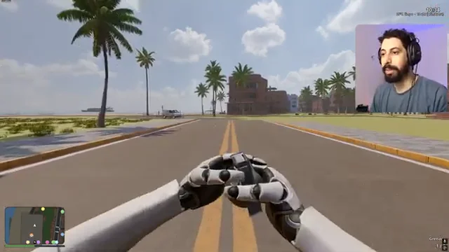 Braços robóticos em primeira pessoa durante teste do protótipo de GTA