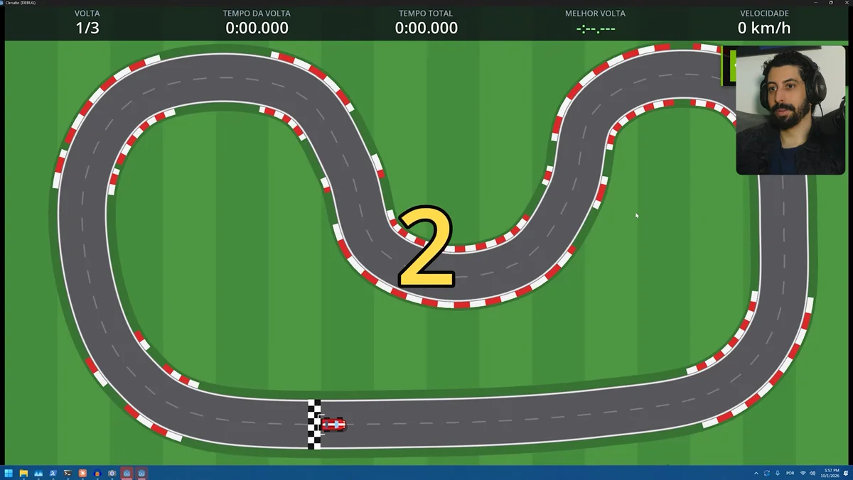 Jogo de corrida criado por IA em visão superior