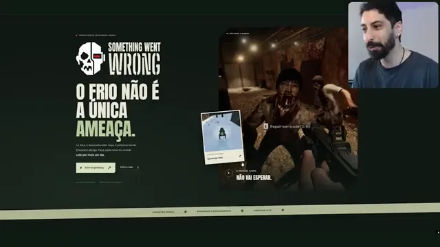Página do site de Something Went Wrong com cenas de sobrevivência e gameplay